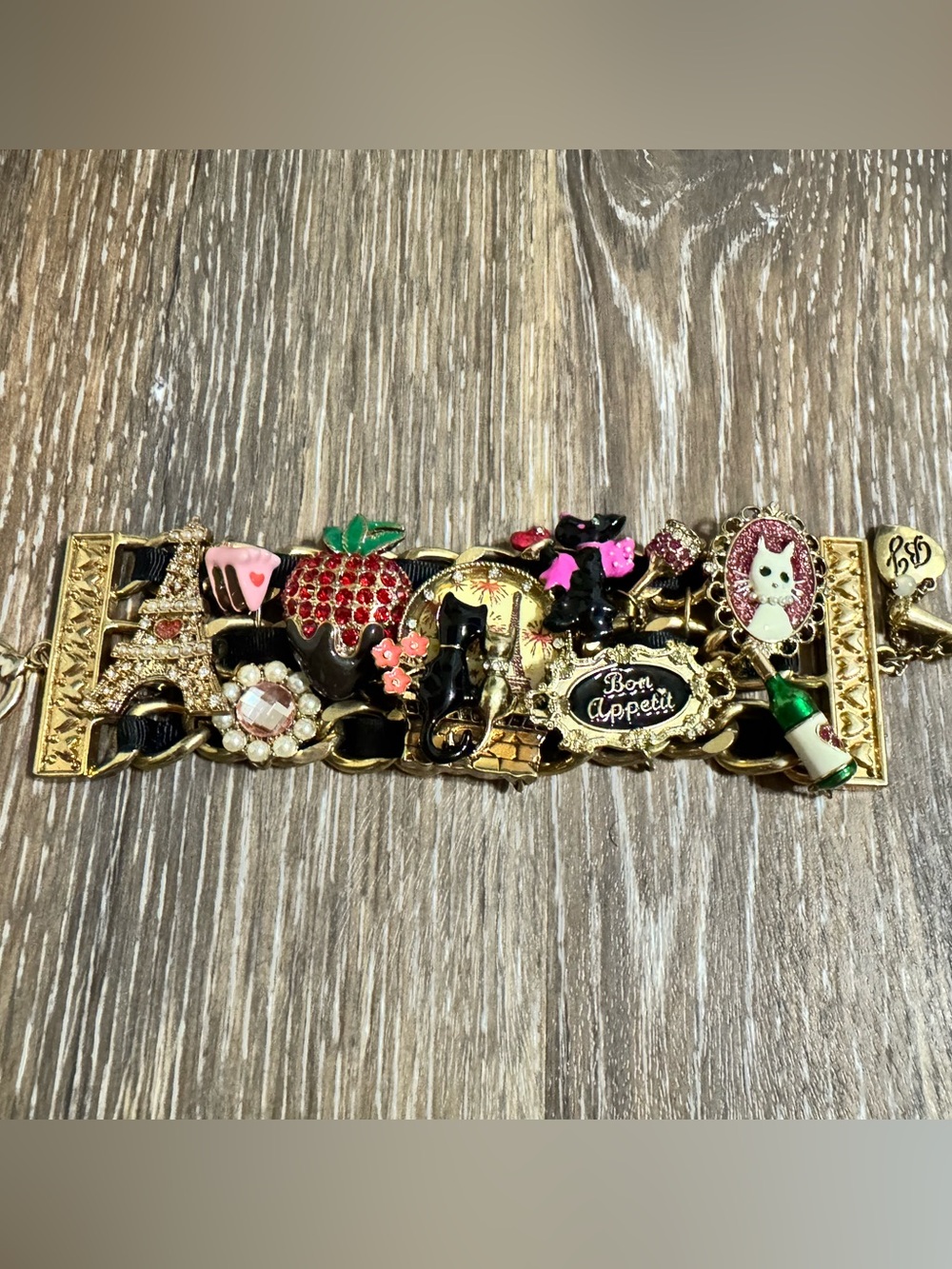 Betsey Johnson Paris Is Always A Good Idea Statement Bracelet (Rare)